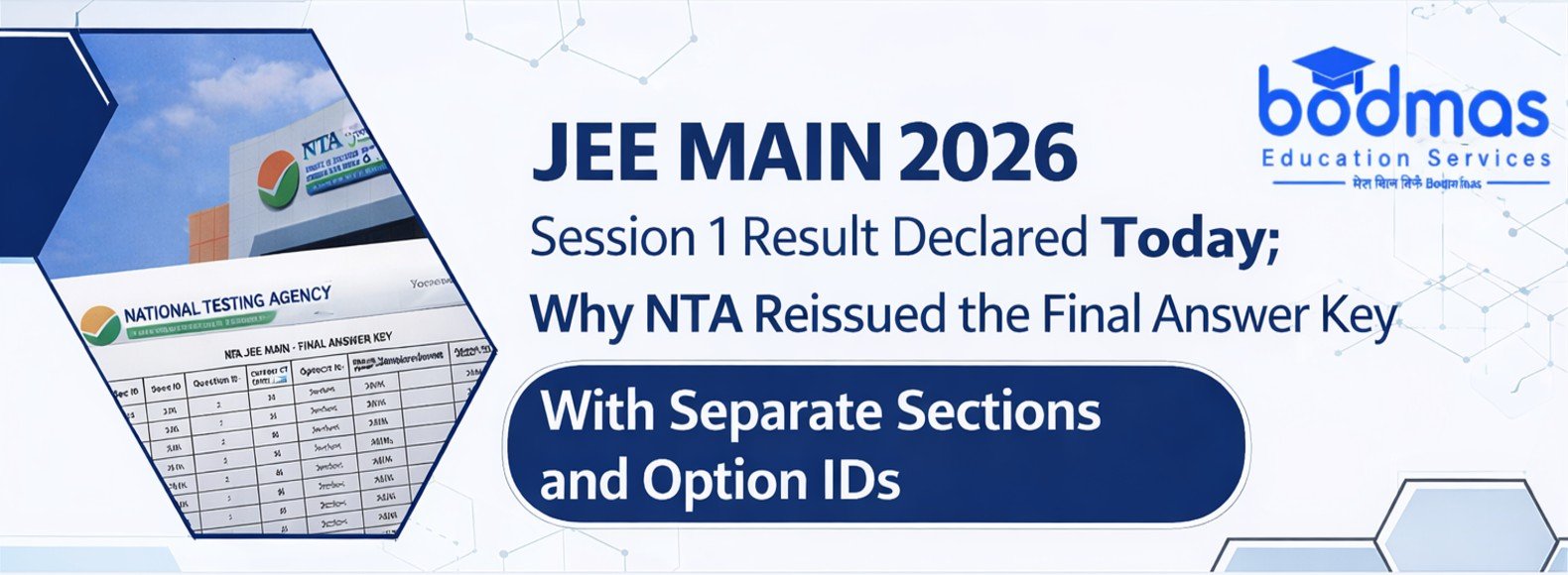 JEE Main 2026 Session 1 Result Declared; Why NTA Reissued Final Answer Key With Option IDs