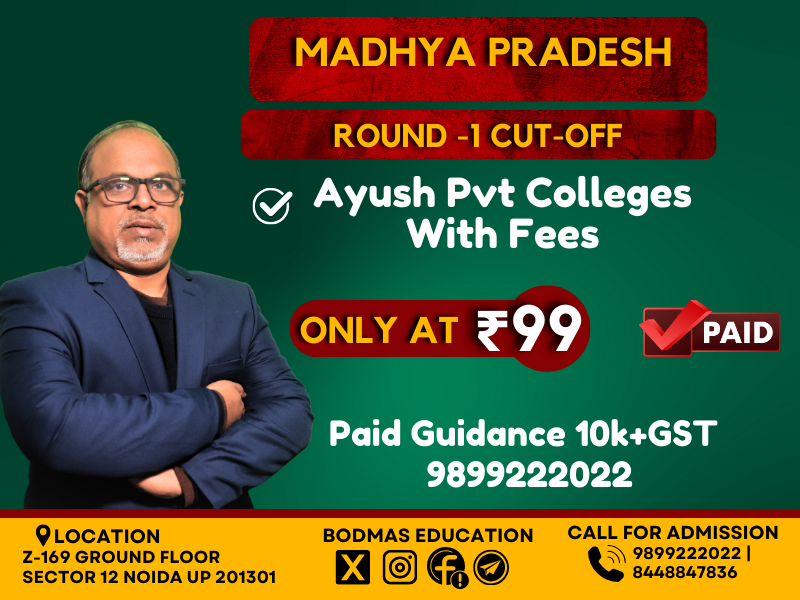 Madhya Pradesh Pvt- Ayush Round 1 Cutoff 2025