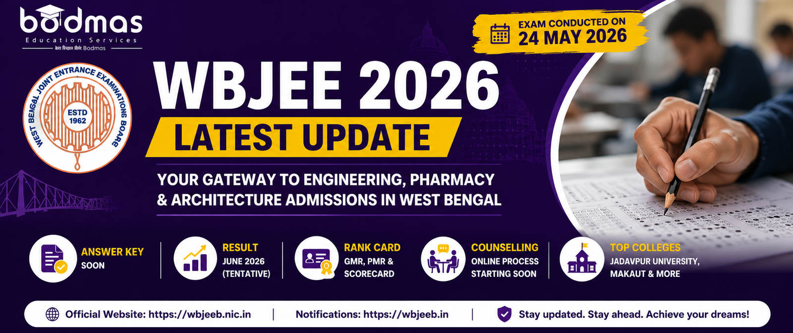 WBJEE 2026 Latest Update: Answer Key, Result Date & Counselling