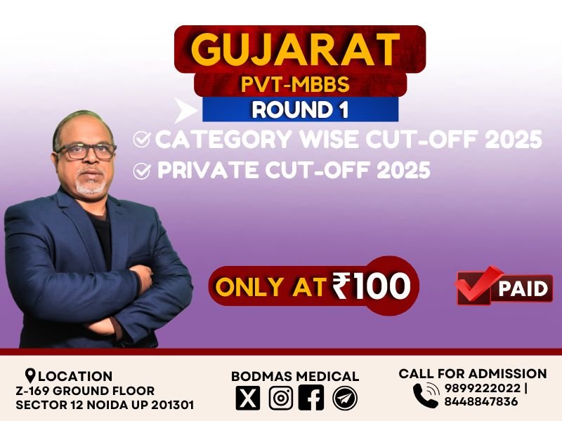 Gujarat Pvt-MBBS Round -1 Cutoff 2025